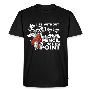 The funny life without Jesus is like an undaunted - Men's Premium Organic T-Shirt - black - Front - Nico (187cm)