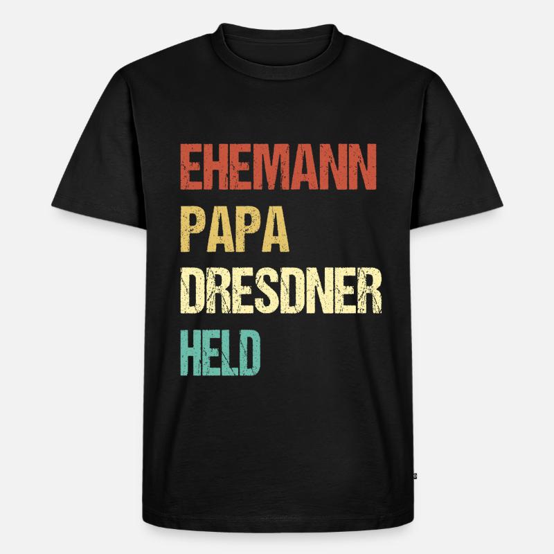 Dresdner Papa Ehemann Held - Männer Premium Bio T-Shirt - Schwarz