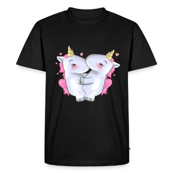 2 jolies licornes roses câlin cadeau d'amitié câlin - T-shirt Premium bio Homme - noir - Devant - Nico (187cm)