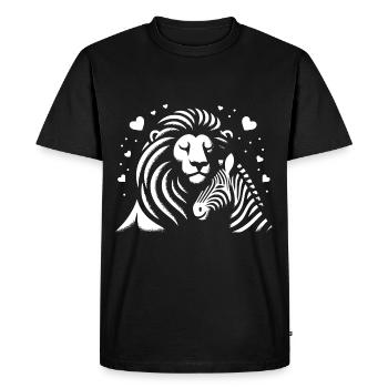 Leo et Zèbre Amour et amitié - T-shirt Premium bio Homme - noir - Devant - Nico (187cm)
