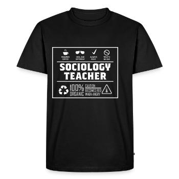 Sociology teacher. University Professor Gift - Men's Premium Organic T-Shirt - black - Front - Nico (187cm)