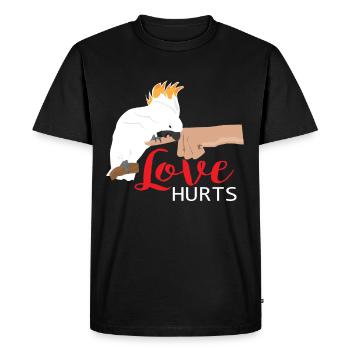 Lustiges Kakadu Papagei Design Liebe tut weh - Männer Premium Bio T-Shirt - Schwarz - Vorne - Nico (187cm)