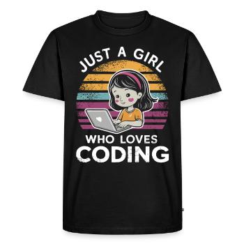 Just a girl who loves coding - Men's Premium Organic T-Shirt - black - Front - Nico (187cm)