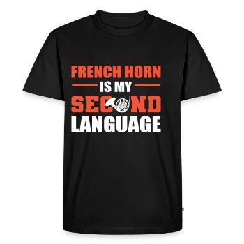 Mon don d’instrumentiste de langue seconde - T-shirt Premium bio Homme - noir - Devant - Nico (187cm)