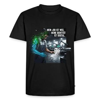 Emploi perdu, identité numérique. - T-shirt Premium bio Homme - noir - Devant - Nico (187cm)