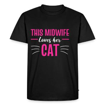 Loves her cat cat mom gift - Men's Premium Organic T-Shirt - black - Front - Nico (187cm)