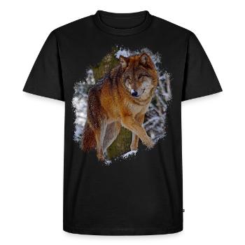 Wolf - Männer Premium Bio T-Shirt - Schwarz - Vorne - Nico (187cm)