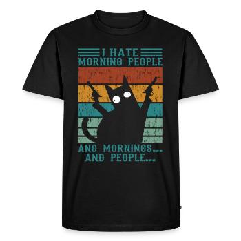 Cat I Hate morning people and mornings and people - Men's Premium Organic T-Shirt - black - Front - Nico (187cm)