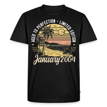 2004 Anniversaire Janvier 2004 - Cadeau Janvier 2004 - T-shirt Premium bio Homme - noir - Devant - Nico (187cm)