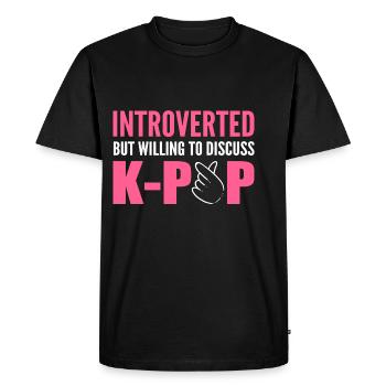 Prêt à discuter du cadeau introverti - T-shirt Premium bio Homme - noir - Devant - Nico (187cm)