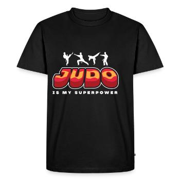 Judo mon superpouvoir. Amateurs de sport. Poison - T-shirt Premium bio Homme - noir - Devant - Nico (187cm)