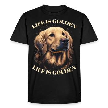La vie est d’or - T-shirt Premium bio Homme - noir - Devant - Nico (187cm)