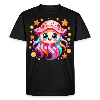 Méduse mignonne - T-shirt Premium bio Homme - noir - Devant - Nico (187cm)