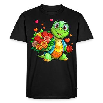 Méga Tortue Mignonne - T-shirt Premium bio Homme - noir - Devant - Nico (187cm)