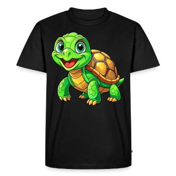 Méga Tortue Mignonne - T-shirt Premium bio Homme - noir - Devant - Nico (187cm)