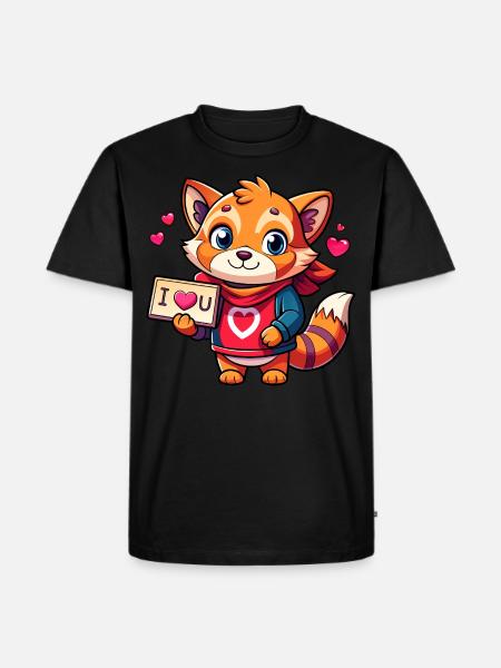 Liebesbotschaft tragendes Tier - Männer Premium Bio T-Shirt - Schwarz