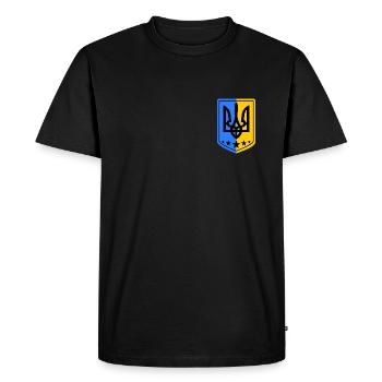 Ukraine Ukrainian Coat of Arms Support - Men's Premium Organic T-Shirt - black - Front - Nico (187cm)