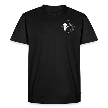 Univers Spirituel Tatouage Mains Lune Étoiles - T-shirt Premium bio Homme - noir - Devant - Nico (187cm)