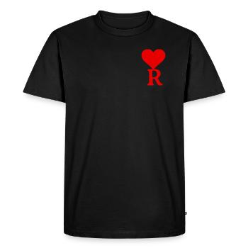 Coeur rouge avec la lettre R - T-shirt Premium bio Homme - noir - Devant - Nico (187cm)