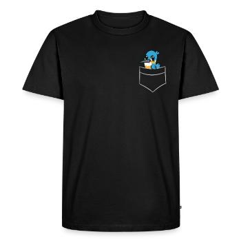 Kingfisher - In breast pocket / shirt pocket - Men's Premium Organic T-Shirt - black - Front - Nico (187cm)