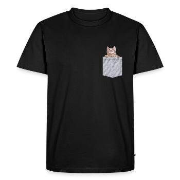 Pocket Cat Peeking Kitten - T-shirt Premium bio Homme - noir - Devant - Nico (187cm)