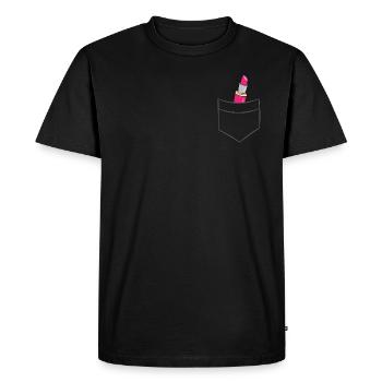 Lipstick - In chest pocket / shirt pocket - Men's Premium Organic T-Shirt - black - Front - Nico (187cm)