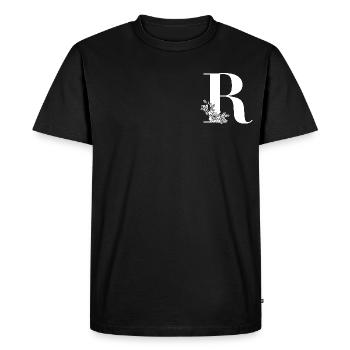 Lettre R - T-shirt Premium bio Homme - noir - Devant - Nico (187cm)