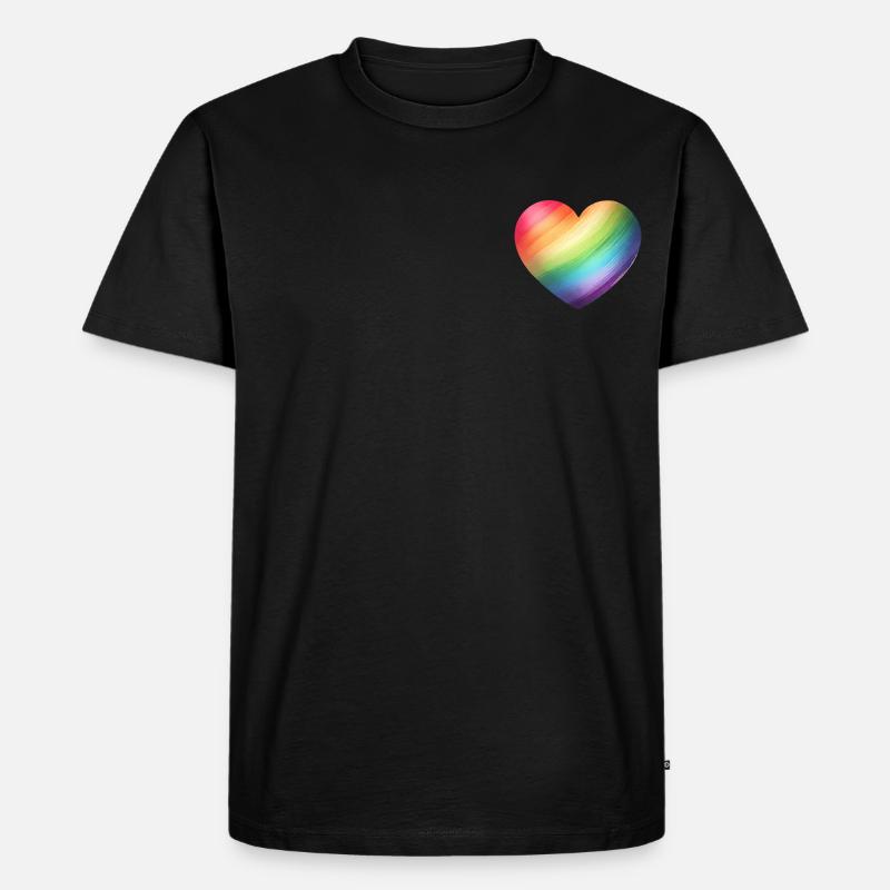 HERZ - REGENBOGENFARBEN - Männer Premium Bio T-Shirt - Schwarz