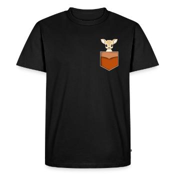 Pocket Bambi deer in the pocket - Men's Premium Organic T-Shirt - black - Front - Nico (187cm)