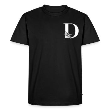 Lettre D Fleur - T-shirt Premium bio Homme - noir - Devant - Nico (187cm)