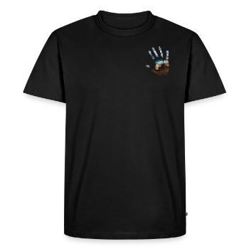 Empreinte de main avec motif de plage - T-shirt Premium bio Homme - noir - Devant - Nico (187cm)