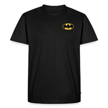 Batman petit logo Vintage - T-shirt Premium bio Homme - noir - Devant - Nico (187cm)