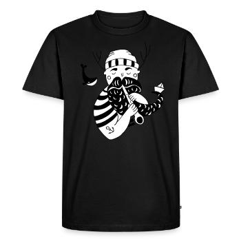 North sailor with whistle, beard, whale tattoo - Men's Premium Organic T-Shirt - black - Front - Nico (187cm)