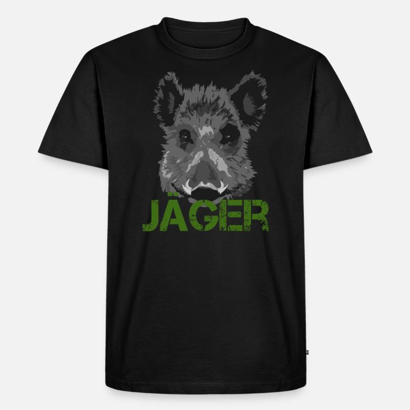 Jäger Wildschwein Jagd Geschenkidee - Männer Premium Bio T-Shirt - Schwarz