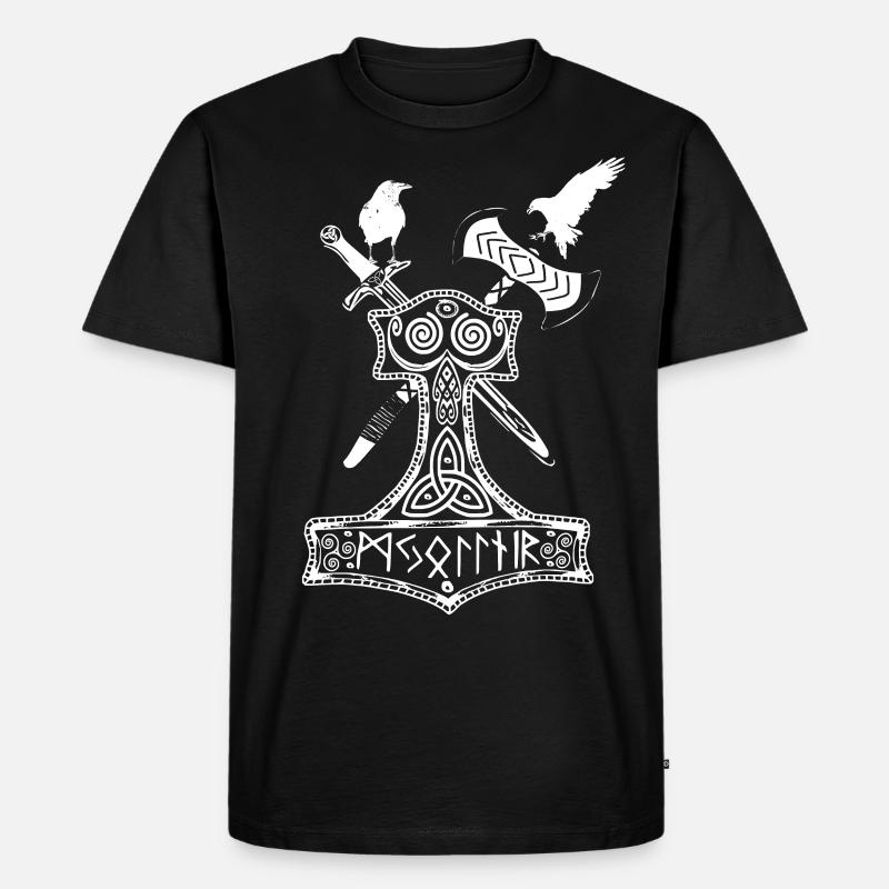 Thor Hammer - Männer Premium Bio T-Shirt - Schwarz