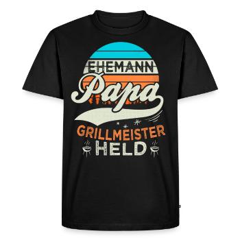 Ehemann Papa Grillmeister Held Vatertag Geschenk - Männer Premium Bio T-Shirt - Schwarz - Vorne - Nico (187cm)