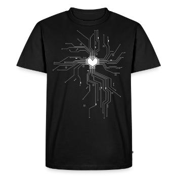 Le cœur d’un nerd tech nerd processeur ordinateur noyau - T-shirt Premium bio Homme - noir - Devant - Nico (187cm)