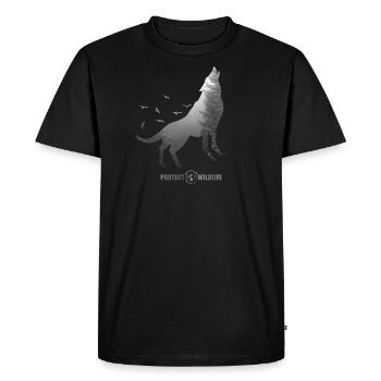 Protéger la faune - Protection de l'environnement - Silhouette de loup - T-shirt Premium bio Homme - noir - Devant - Nico (187cm)