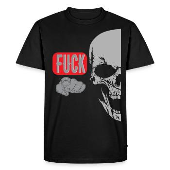 Index Finger Saying Skull - Men's Premium Organic T-Shirt - black - Front - Nico (187cm)