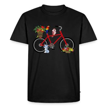 Couleurs vélo heureux avec visite des animaux - T-shirt Premium bio Homme - noir - Devant - Nico (187cm)