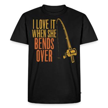 I Love It When She Bends Over - Funny Angler - Men's Premium Organic T-Shirt - black - Front - Nico (187cm)