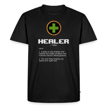 Funny role playing game MMO MMORPG Healer roles - Men's Premium Organic T-Shirt - black - Front - Nico (187cm)