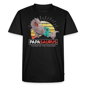 Papasaurus père du monstre drôle papa Pa - T-shirt Premium bio Homme - noir - Devant - Nico (187cm)