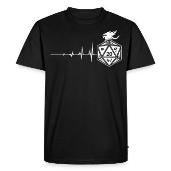 Cool Fantasy D20 Dice Heartbeat Dragon D20 Table - Men's Premium Organic T-Shirt - black - Front - Nico (187cm)