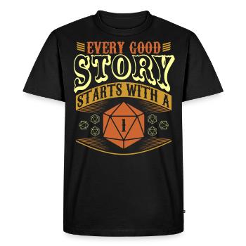 Every Good Story Stars with a 1 D20 Cube - Men's Premium Organic T-Shirt - black - Front - Nico (187cm)