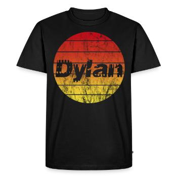Nom Dylan au coucher du soleil vintage - T-shirt Premium bio Homme - noir - Devant - Nico (187cm)
