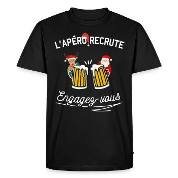 humour Noel apéro - T-shirt Premium bio Homme - noir - Devant - Nico (187cm)