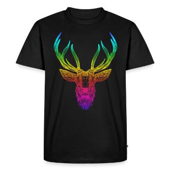 Couleur arc-en-ciel de cerf coloré à douze ailes - T-shirt Premium bio Homme - noir - Devant - Nico (187cm)