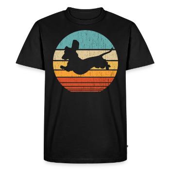 Cadeau de silhouette de chien teckel rétro teckel - T-shirt Premium bio Homme - noir - Devant - Nico (187cm)