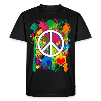 04 Peace Colorful Hearts Fabspritzer - Men's Premium Organic T-Shirt - black - Front - Nico (187cm)